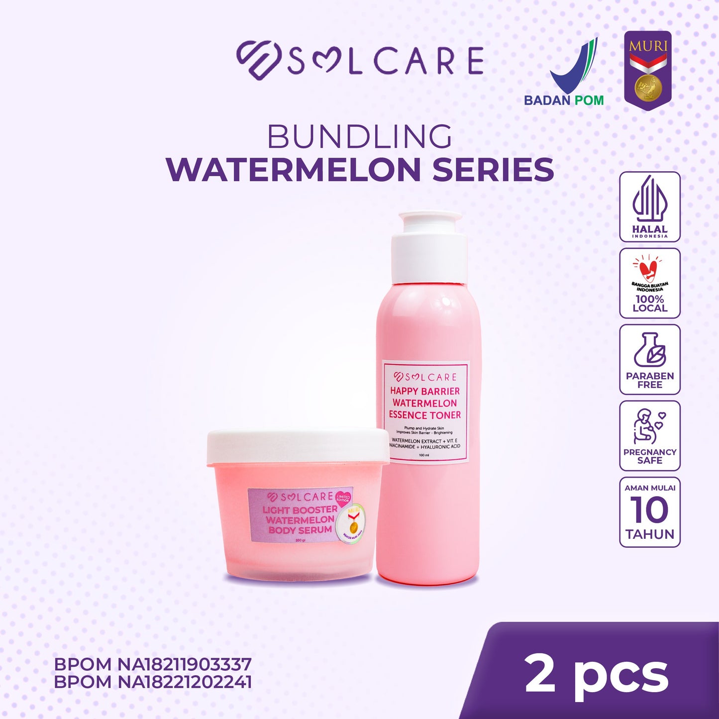 Solcare Bundling Watermelon Series - Body serum + Toner