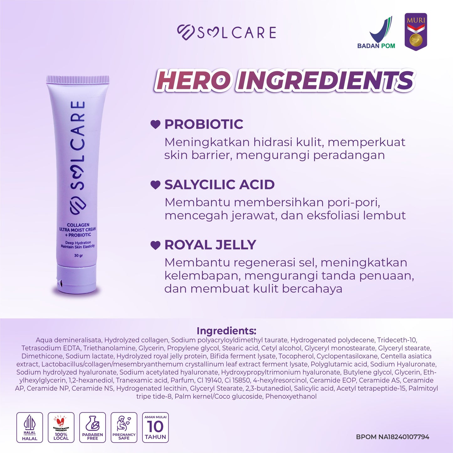 Collagen Ultra Moist Cream + Probiotic – Cream Penghilang Flek